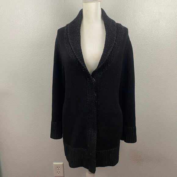 Margaret O’Leary Black Oversized Wool & Cashmere Button-Up Cardigan Sweater - S - Picture 6 of 14